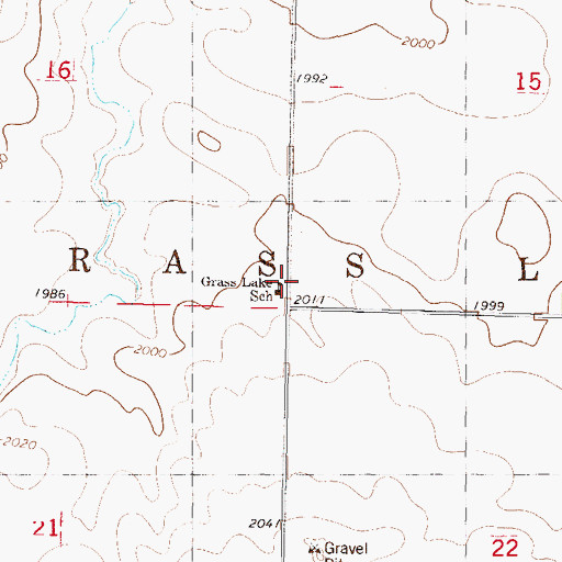 Topographic Map of Grass Lake School, ND