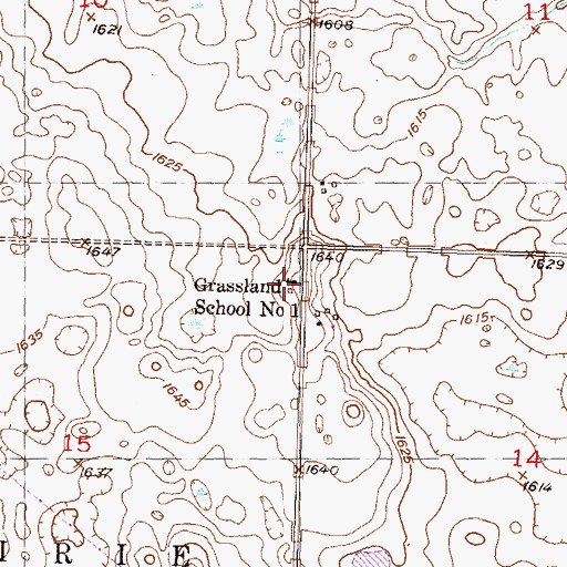 Topographic Map of Grassland School Number 1, ND