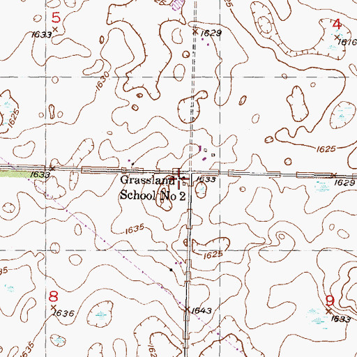 Topographic Map of Grassland School Number 2, ND