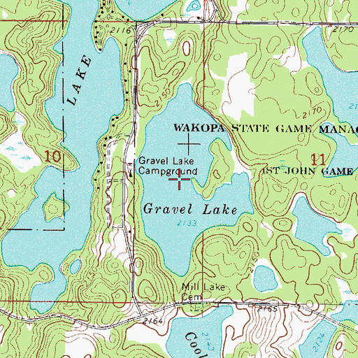 Topographic Map of Gravel Lake, ND
