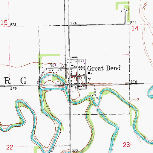 Topographic Map of Great Bend, ND