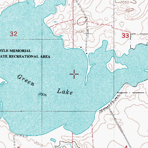 Topographic Map of Green Lake, ND