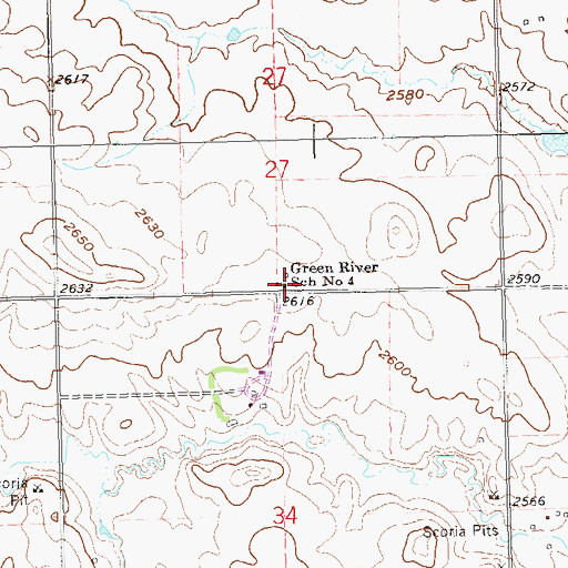 Topographic Map of Green River School Number 4, ND