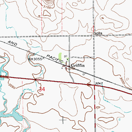 Topographic Map of Griffin, ND