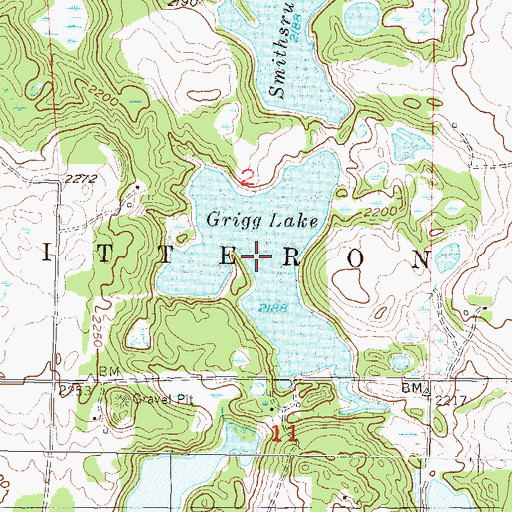 Topographic Map of Grigg Lake, ND