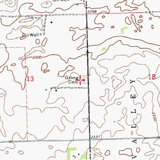 Topographic Map of Grong Cemetery, ND