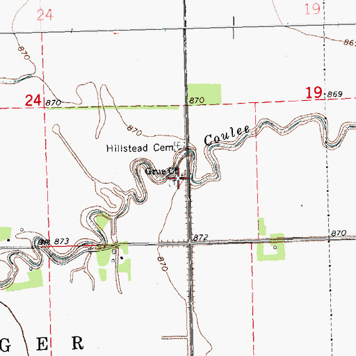 Topographic Map of Grue Church, ND