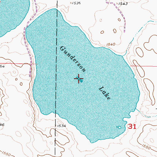 Topographic Map of Gunderson Lake, ND