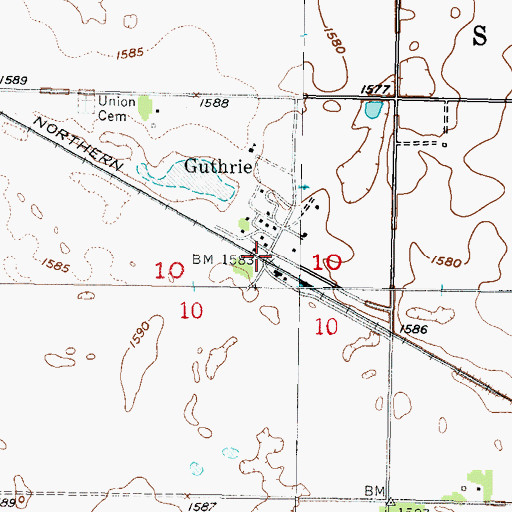 Topographic Map of Guthrie, ND