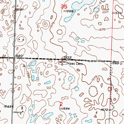 Topographic Map of Haas Cemetery, ND