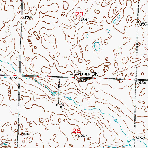 Topographic Map of Haas Church (historical), ND