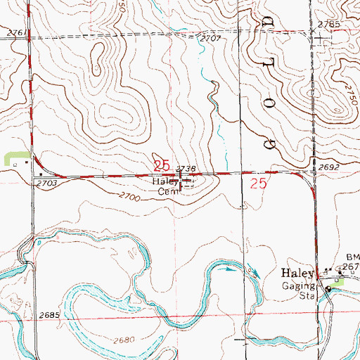 Topographic Map of Haley Cemetery, ND