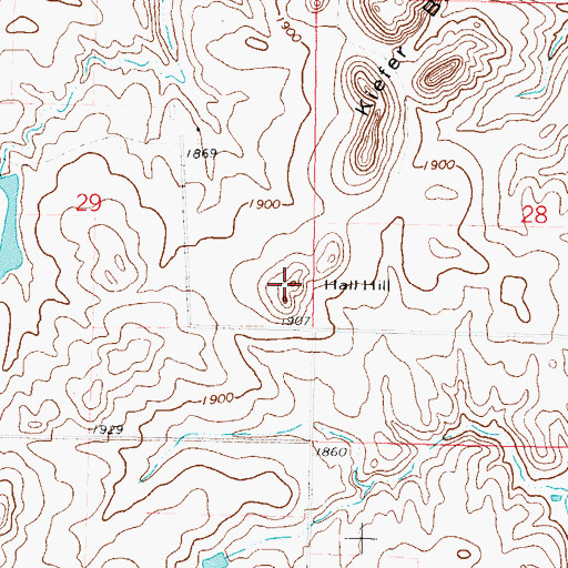 Topographic Map of Hall Hill, ND