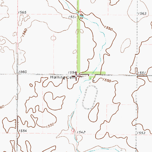 Topographic Map of Halling Cemetery, ND
