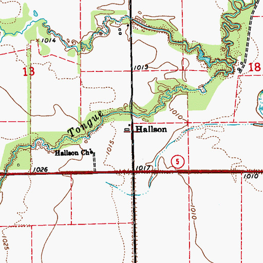 Topographic Map of Hallson, ND