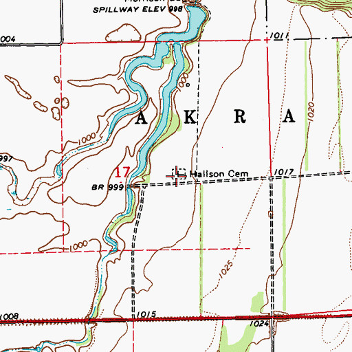 Topographic Map of Hallson Cemetery, ND