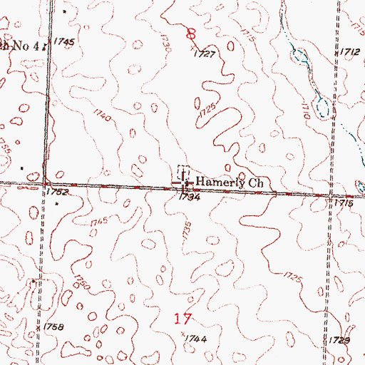 Topographic Map of Hamerly Church, ND