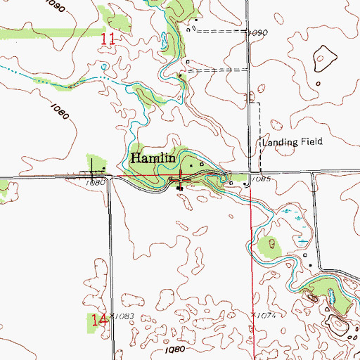 Topographic Map of Hamlin, ND