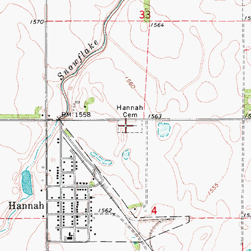 Topographic Map of Hannah Cemetery, ND