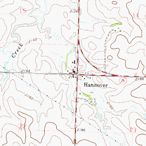 Topographic Map of Hannover, ND