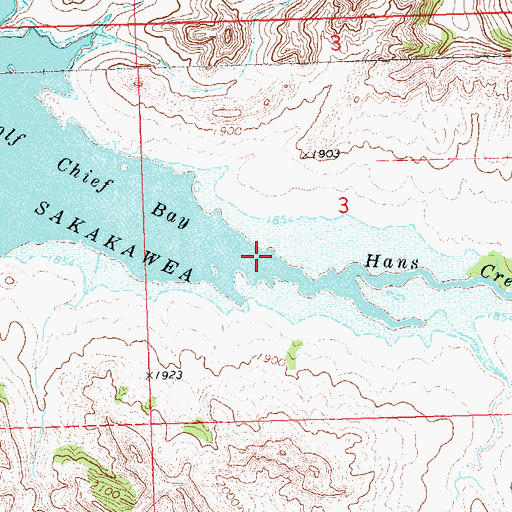 Topographic Map of Hans Creek, ND