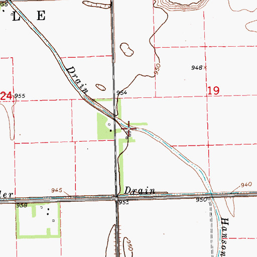 Topographic Map of Hanson Drain Number 18, ND
