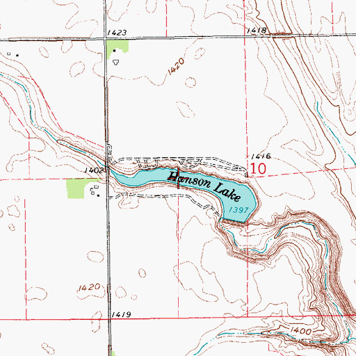Topographic Map of Hanson Lake, ND