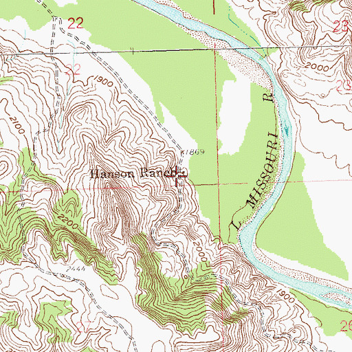 Topographic Map of Hanson Ranch, ND
