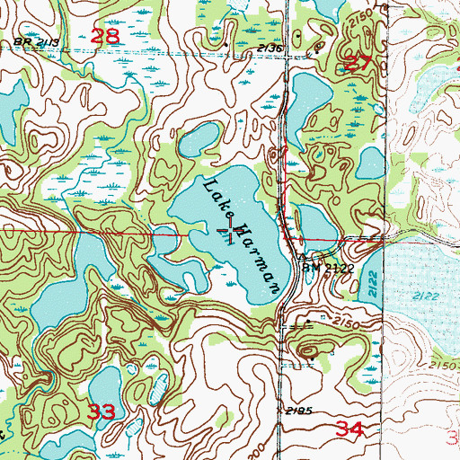 Topographic Map of Lake Harman, ND