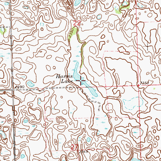 Topographic Map of Harms Lake, ND