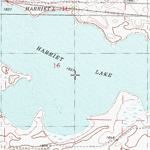 Topographic Map of Harriet Lake, ND