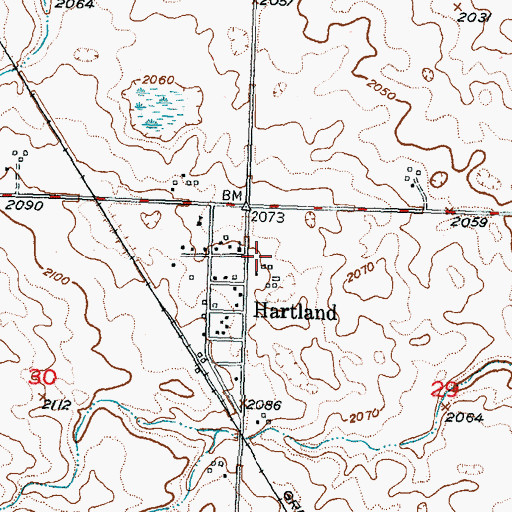 Topographic Map of Hartland, ND