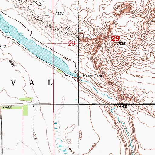 Topographic Map of Hass Dam, ND