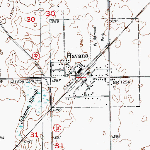 Topographic Map of Havana, ND