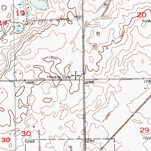 Topographic Map of Havana Cemetery, ND