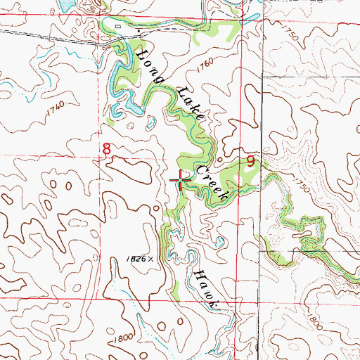 Topographic Map of Hawk Creek, ND