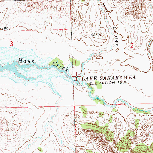 Topographic Map of Hay Coulee, ND
