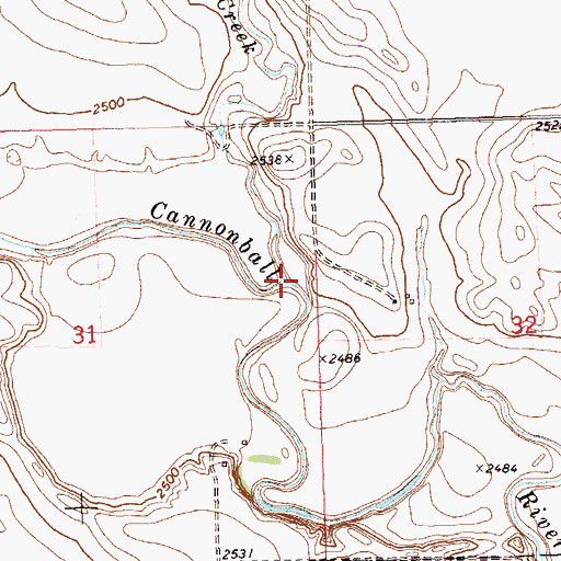 Topographic Map of Hay Slough Creek, ND