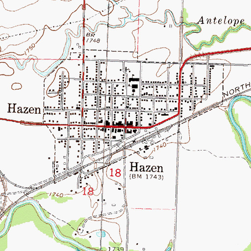 Topographic Map of Hazen, ND