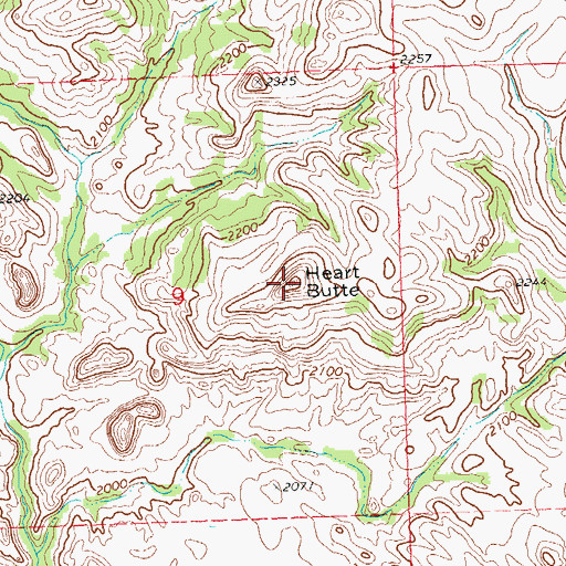 Topographic Map of Heart Butte, ND