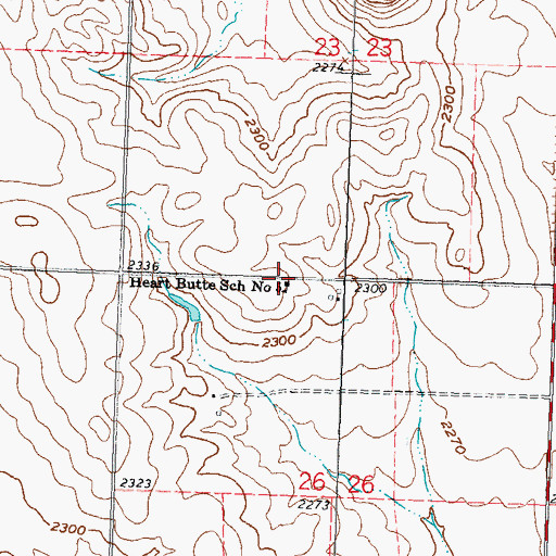 Topographic Map of Heart Butte School Number 5, ND