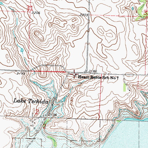 Topographic Map of Heart Butte School Number 7, ND