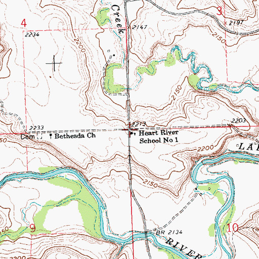 Topographic Map of Heart River School Number 1, ND