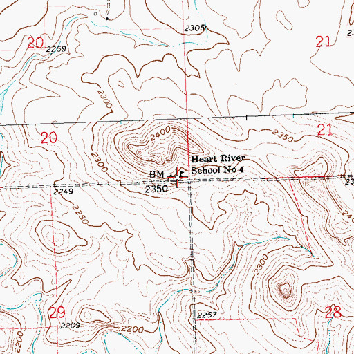 Topographic Map of Heart River School Number 4, ND