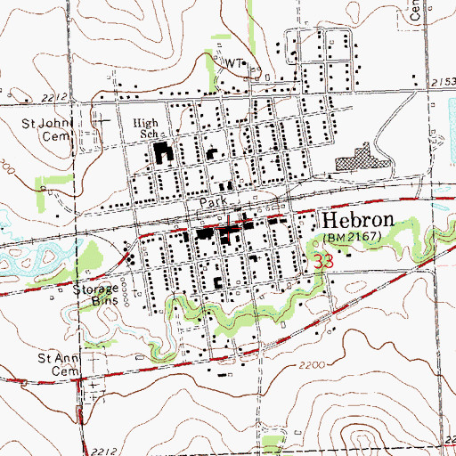 Topographic Map of Hebron, ND