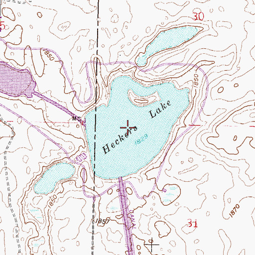 Topographic Map of Heckers Lake, ND