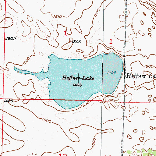 Topographic Map of Heffner Lake, ND