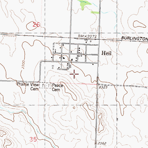 Topographic Map of Heil, ND
