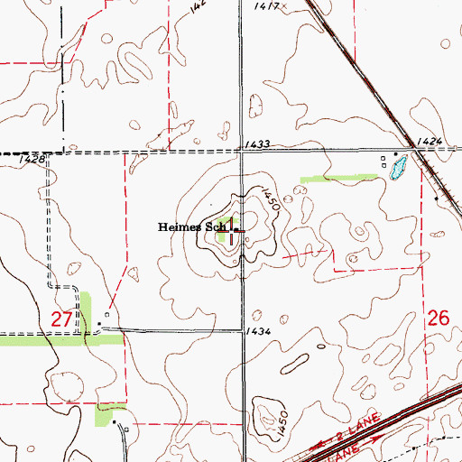Topographic Map of Heimes School, ND