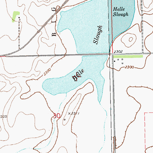 Topographic Map of Helle Slough, ND